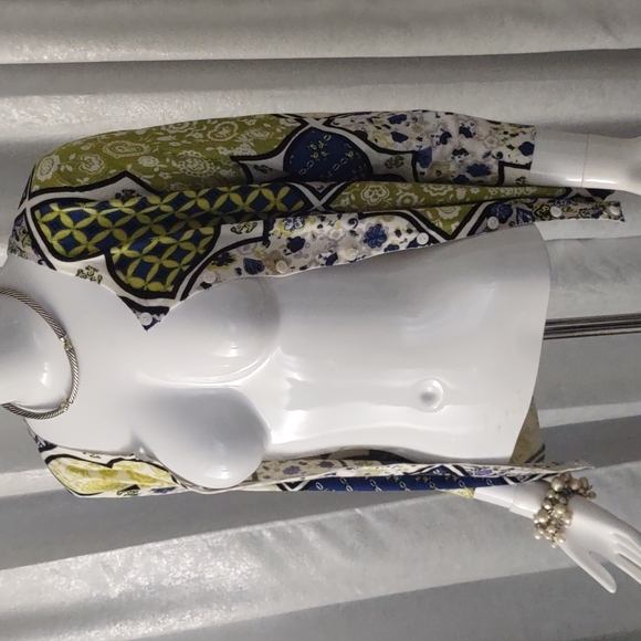 💚Joseph Spring White Blue Green Button Front Cardigan Knit Sweater S Paisley - Picture 10 of 10